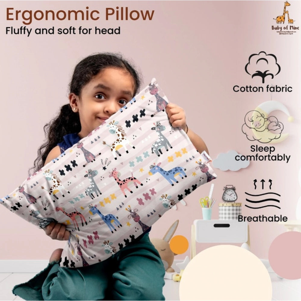 Multicolor printed plush baby pillow for kids aged 1-5 years, soft and comfortable bed accessory