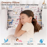 Multicolor soft plush printed baby pillow for kids age 1-5 years, rectangular bed pillow with vibrant patterns