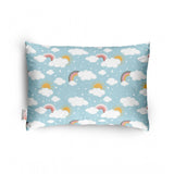 Soft sky blue plush printed baby pillow for kids age 1-5 years, rectangular bed pillow for comfort
