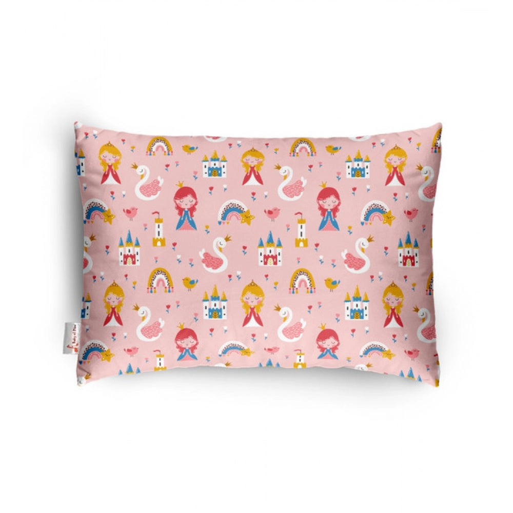 Soft plush pink printed baby pillow for kids aged 1-5 years, ideal for a cozy sleep environment