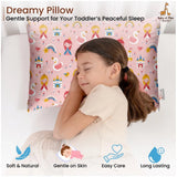 Pink soft plush printed baby bed pillow for kids age 1-5 years