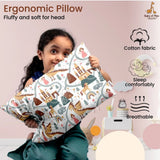 Multicolor soft plush printed baby pillow for kids age 1-5 years, rectangular bed pillow for infant comfort