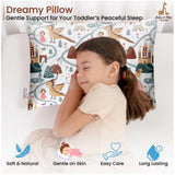 Multicolor soft plush printed baby pillow for kids aged 1-5 years, rectangular bed pillow for infant sleep comfort