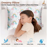 Soft white plush printed baby pillow for kids age 1-5 years, rectangular bed pillow design