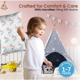 White soft plush printed baby pillow for kids age 1-5 years, rectangular bed pillow design