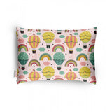 Soft plush printed baby pillow for kids aged 1-5 years, multicolor design on rectangular bed pillow