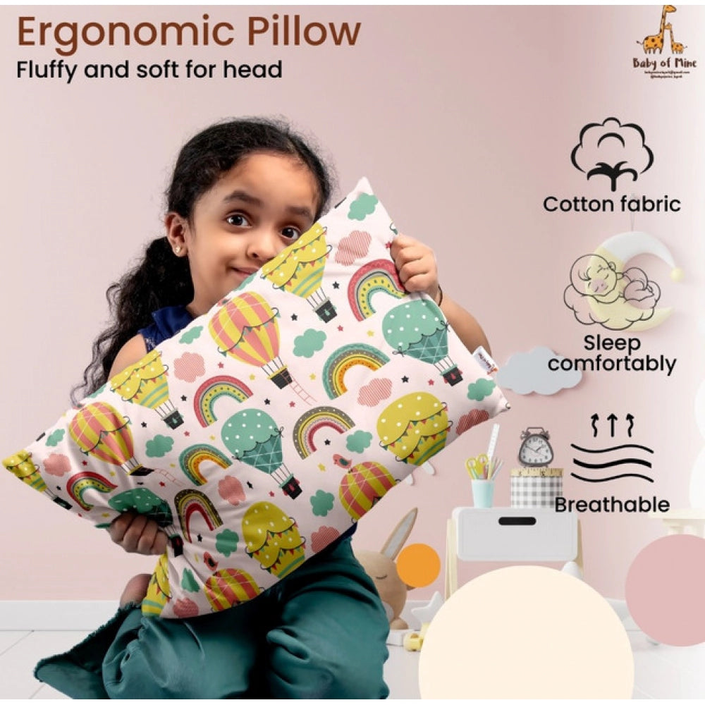 Multicolor soft plush printed baby pillow for ages 1-5 years, ideal for kids' beds