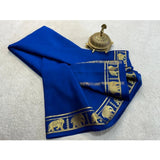 Women's Crepe Chit Pallu Solid Saree With Unstitched Blouse 5.5Mtr (Navy Blue)