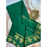 Women's Crepe Chit Pallu Solid Saree With Unstitched Blouse 5.5Mtr (Green)