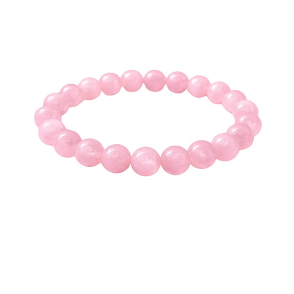 Natural Crystal 8mm Rose Quartz Bracelet  (Light Pink)