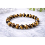 Natural Crystal 8mm Tiger Eye Bracelet  (Brown)