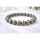 Natural Crystal 8mm Pyrite Bracelet  (Grey)