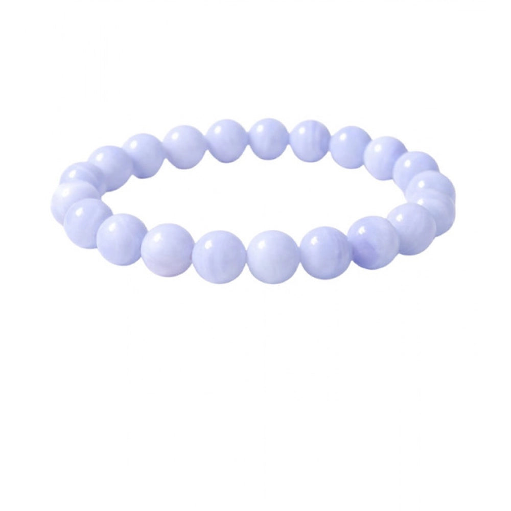 Natural Crystal 8mm Bluelace Agate Bracelet (Light Blue)