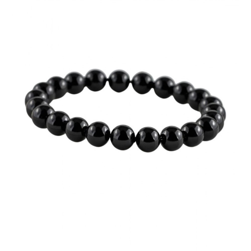 Natural Crystal 8mm Black Tourmaline Bracelet (Black)