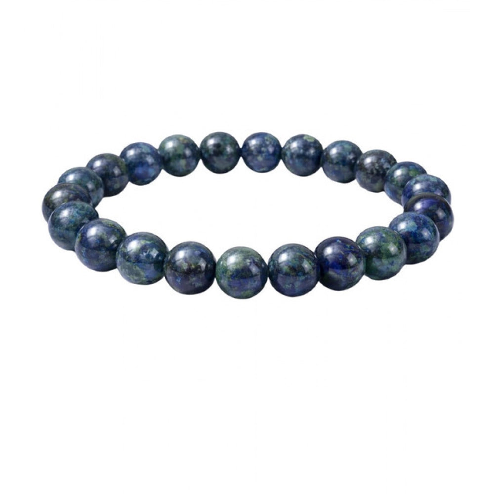Natural Crystal 8mm Azurite Bracelet  (Dark Green)