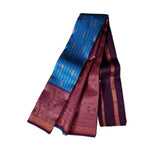 Women's Soft Silk Wooven Saree With Unstitched Blouse 5.5Mtr (Blue)