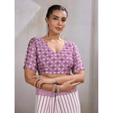 Women's Satin Crepe Printed Saree With Unstitched Blouse 5.5Mtr (White)