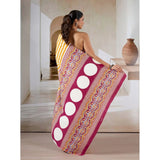 Women's Satin Crepe Printed Saree With Unstitched Blouse 5.5Mtr (Mustard)