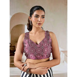 Women's Satin Crepe Printed Saree With Unstitched Blouse 5.5Mtr (Black)