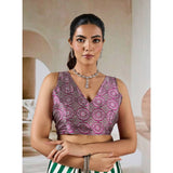 Women's Satin Crepe Printed Saree With Unstitched Blouse 5.5Mtr (Green)