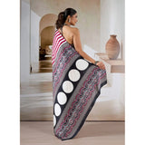 Women's Satin Crepe Printed Saree With Unstitched Blouse 5.5Mtr (Maroon)