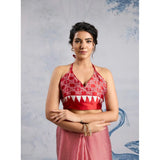 Women's Satin Crepe Printed Saree With Unstitched Blouse 5.5Mtr (Red)