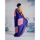 Women's Satin Crepe Printed Saree With Unstitched Blouse 5.5Mtr (Purple)