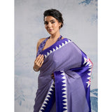 Women's Satin Crepe Printed Saree With Unstitched Blouse 5.5Mtr (Purple)