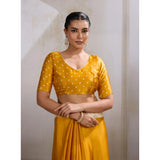 Women's Satin Crepe Printed Saree With Unstitched Blouse 5.5Mtr (Mustard)