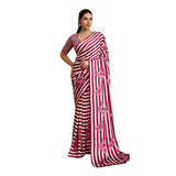 Women's Satin Crepe Printed Saree With Unstitched Blouse 5.5Mtr (Maroon)
