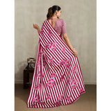 Women's Satin Crepe Printed Saree With Unstitched Blouse 5.5Mtr (Maroon)