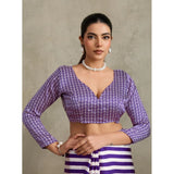 Women's Satin Crepe Printed Saree With Unstitched Blouse 5.5Mtr (Purple)