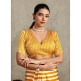 Women's Satin Crepe Printed Saree With Unstitched Blouse 5.5Mtr (Mustard)