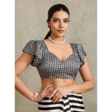 Women's Satin Crepe Printed Saree With Unstitched Blouse 5.5Mtr (Black)