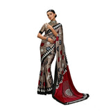Women's Satin Crepe Printed Saree With Unstitched Blouse 5.5Mtr (Grey)