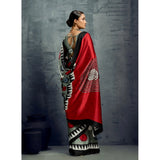 Women's Satin Crepe Printed Saree With Unstitched Blouse 5.5Mtr (Multicolor)