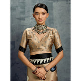 Women's Satin Crepe Printed Saree With Unstitched Blouse 5.5Mtr (Multicolor)