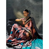 Women's Satin Crepe Printed Saree With Unstitched Blouse 5.5Mtr (Multicolor)