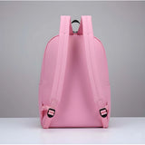 Pink PU Leather Medium Backpack with adjustable strap and zipper closure
