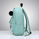 Green PU Leather Unisex Medium Backpack with adjustable straps and zipper closure