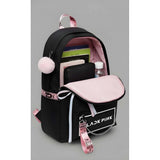 Black PU leather unisex medium zipper backpack, solid design with adjustable straps and dual handles