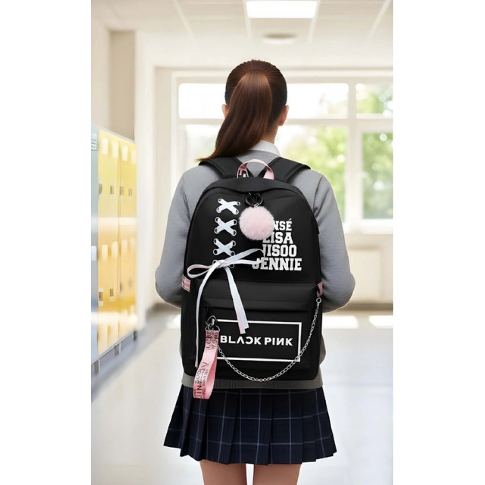 Black PU leather unisex medium backpack, adjustable strap and dual handles, zipper closure