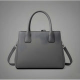 Grey PU Leather Solid Shoulder Handbag with adjustable-removable strap and zipper closure
