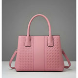 Pink PU Leather Solid Shoulder Handbag with 2 compartments & adjustable strap