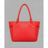 Red PU leather shoulder handbag with zipper closure, 4 compartments, polyester lining, adjustable strap