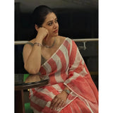 Women's Linen Printed Saree With Unstitched Blouse 5.5Mtr (Multicolor)