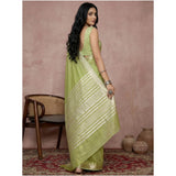 Women's Cotton Printed Saree With Unstitched Blouse 5.5Mtr (Light Green)