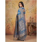 Women's Silk Blend Printed Saree With Unstitched Blouse 5.5Mtr (Sky Blue)