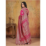 Women's Silk Blend Printed Saree With Unstitched Blouse 5.5Mtr (Magenta)