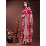Women's Silk Printed Saree With Unstitched Blouse 5.5Mtr (Magenta)
